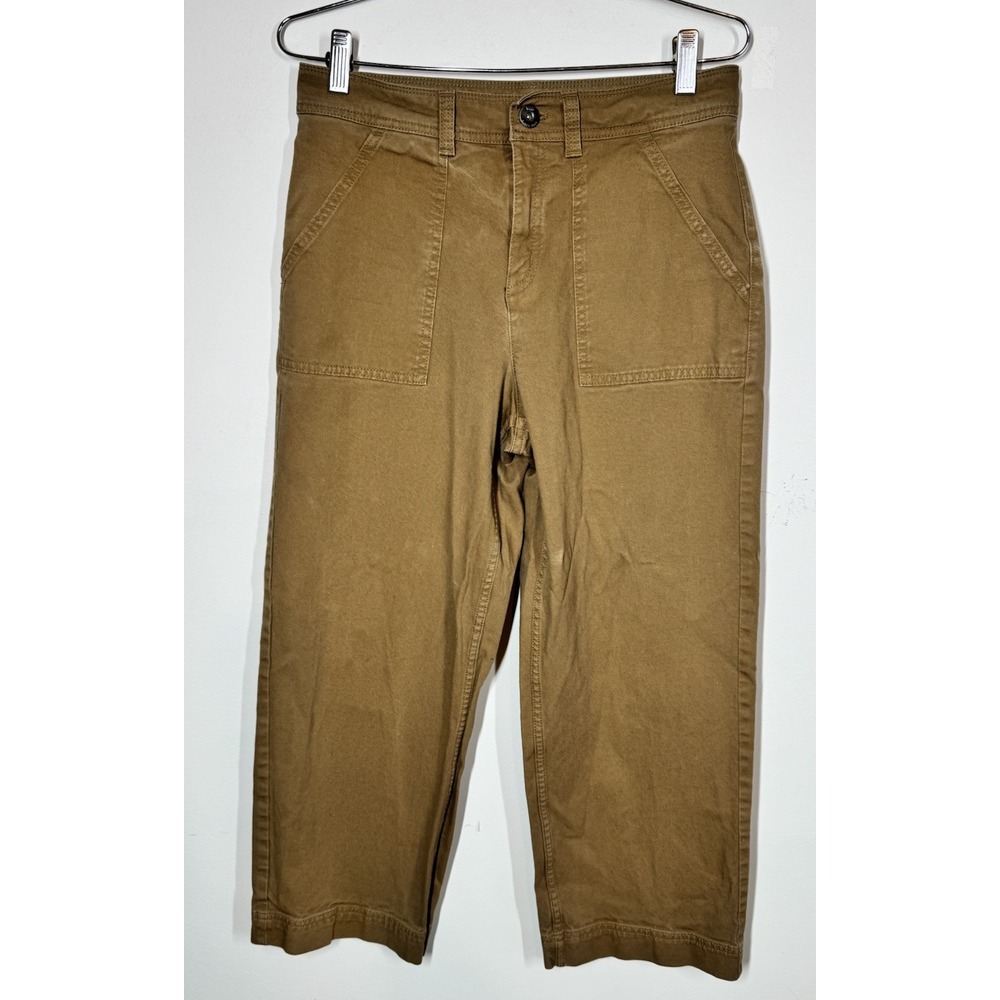 Vans Women's In The Know High Waisted Wide Leg Cropped Khaki Pants Brown Size 27